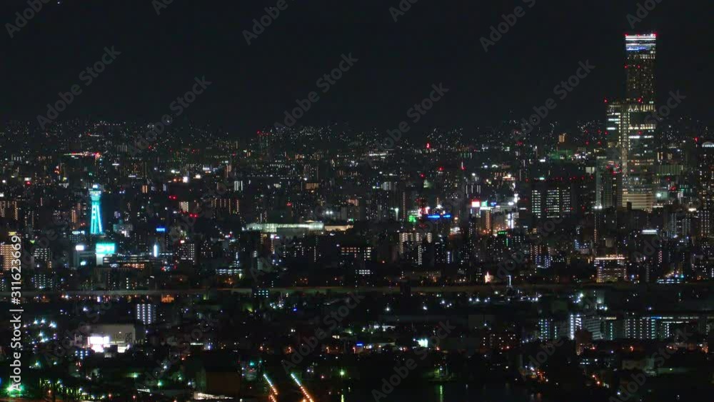 大阪咲洲庁舎展望台から眺める大阪の都市夜景 大阪咲洲庁舎展望台から眺める大阪の都市夜景