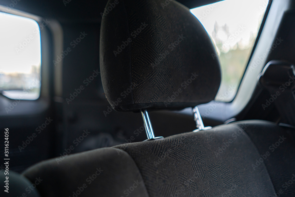 close up detail of the headrest in the car, seat saloon close up detail of the headrest in the car, seat saloon