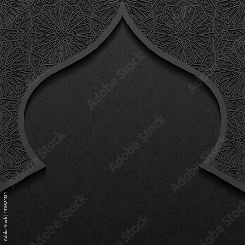 Dark background with traditional floral ornament