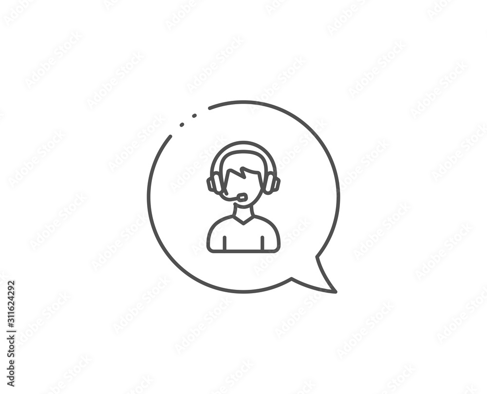 Consultant service line icon. Chat bubble design. Call center sign. Feedback symbol. Outline concept. Thin line consultant icon. Vector Consultant service line icon. Chat bubble design. Call center sign. Feedback symbol. Outline concept. Thin line consultant icon. Vector