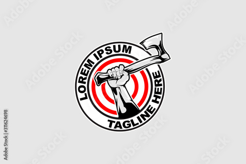 hand holding axe vector logo template