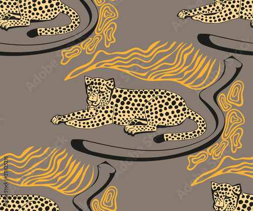 Vector background hand drawn exotic wild animals. Hand drawn ink illustration. Modern ornamental decorative background. Vector pattern. Print for textile, cloth, wallpaper, scrapbooking