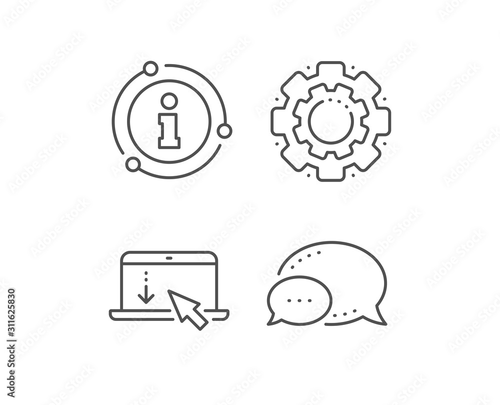 Scroll down laptop line icon. Chat bubble, info sign elements. Scrolling screen sign. Swipe page. Linear scroll down outline icon. Information bubble. Vector Scroll down laptop line icon. Chat bubble, info sign elements. Scrolling screen sign. Swipe page. Linear scroll down outline icon. Information bubble. Vector