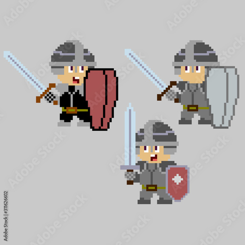 Set of pixel characters in art style