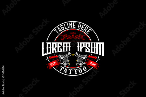 TATTOO GUN VECTOR FOR TATTOO STUDIO LOGO TEMPLATE