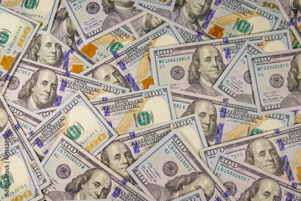 Background of american one hundred dollar bills Background of american one hundred dollar bills