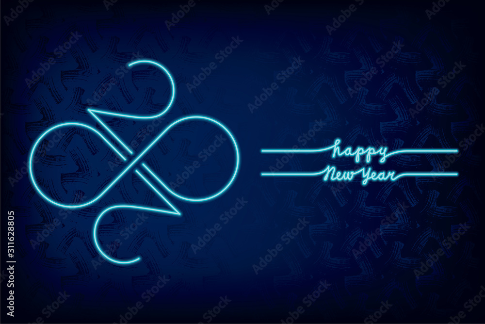 2020 Neon Sign Style Numerals Rhombus Logo with Zeroes Making Mobius ...