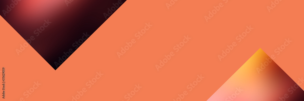 Abstract pink background and colored geometric shapes.