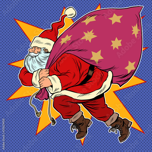 Santa Claus with a bag of gifts