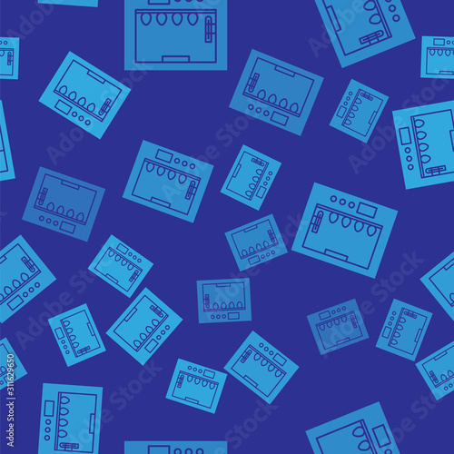 Blue Incubator for eggs icon isolated seamless pattern on blue background. Vector Illustration