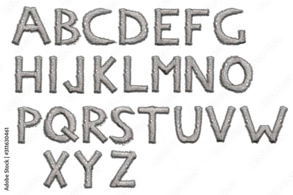 English alphabet from pieces of asphalt English alphabet from pieces of asphalt