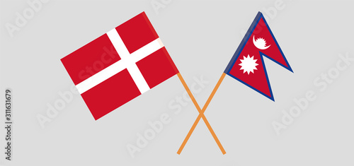 Crossed flags of Nepal and Denmark
