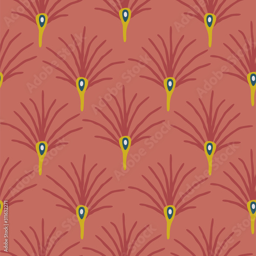 Abstract plant fan seamless vector pattern.