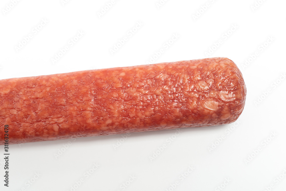 appetizing salami whole sausage stick isolated on white background appetizing salami whole sausage stick isolated on white background