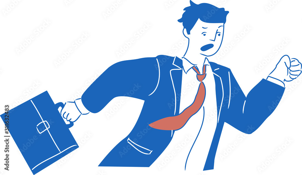 遅刻して慌てて走る会社員のイラスト Stock ベクター Adobe Stock