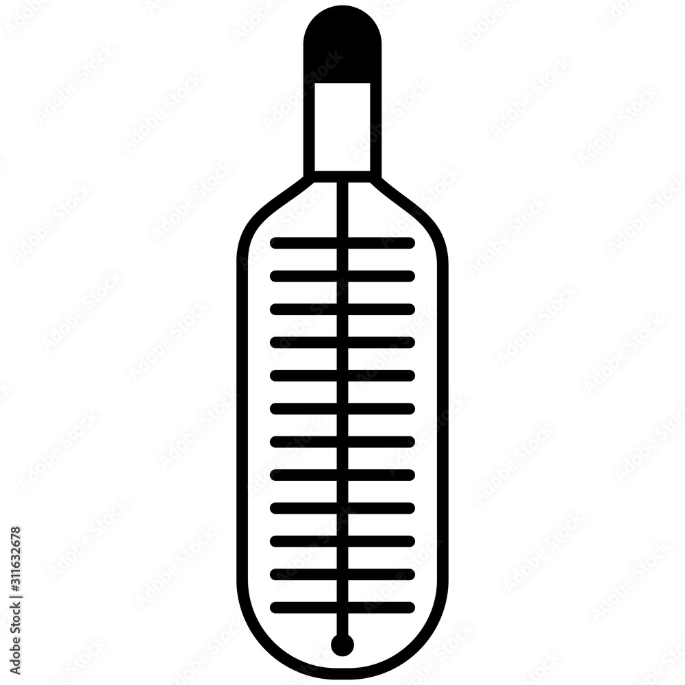 Vector illustration linear icon of medical thermometer on an isolated white background. Vector illustration linear icon of medical thermometer on an isolated white background.