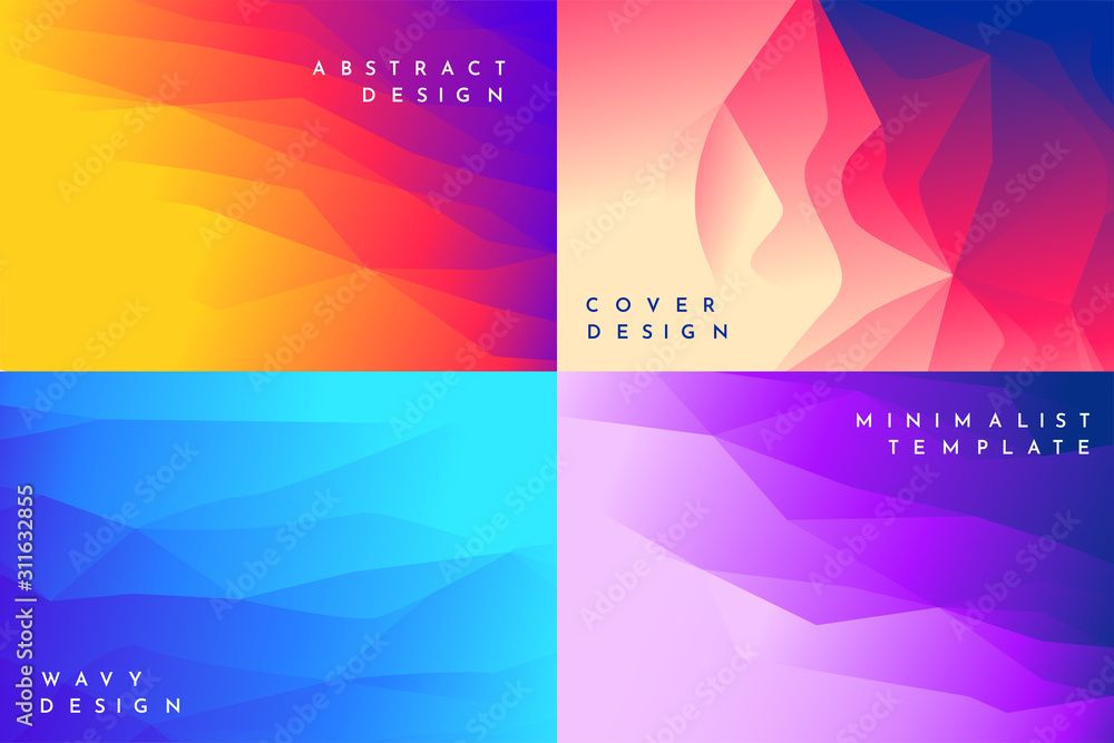3d colorful vector backgrounds set. Modern art wallpapers. Bright curved  layered lines. Paper cut design. Website template. Fluid hipster backdrop.  Smooth splash composition. Polygonal style. Stock Vector | Adobe Stock
