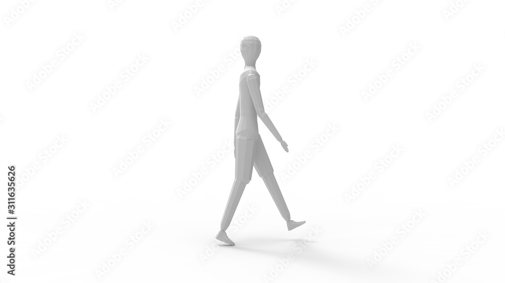 3d rendering of a walking mannequin dummy isolated in white background 3d rendering of a walking mannequin dummy isolated in white background