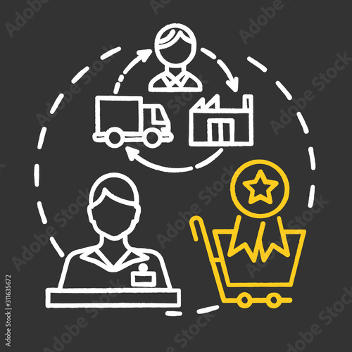 Commercial exhibition chalk concept icon. International trading fair. Market display. Convention to purchase artwork. Museum promotional exposition idea. Vector isolated chalkboard illustration