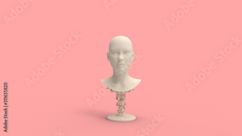 3d rendering of a human face mannequin isolated in studio background photo