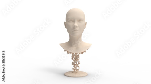 Canvas Print 3d rendering of a human face mannequin isolated in studio background