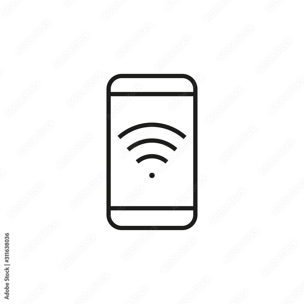 TELEPHONE, WIFI Simple linear icon on white background, signboard. Distribution TELEPHONE, WIFI Simple linear icon on white background, signboard. Distribution