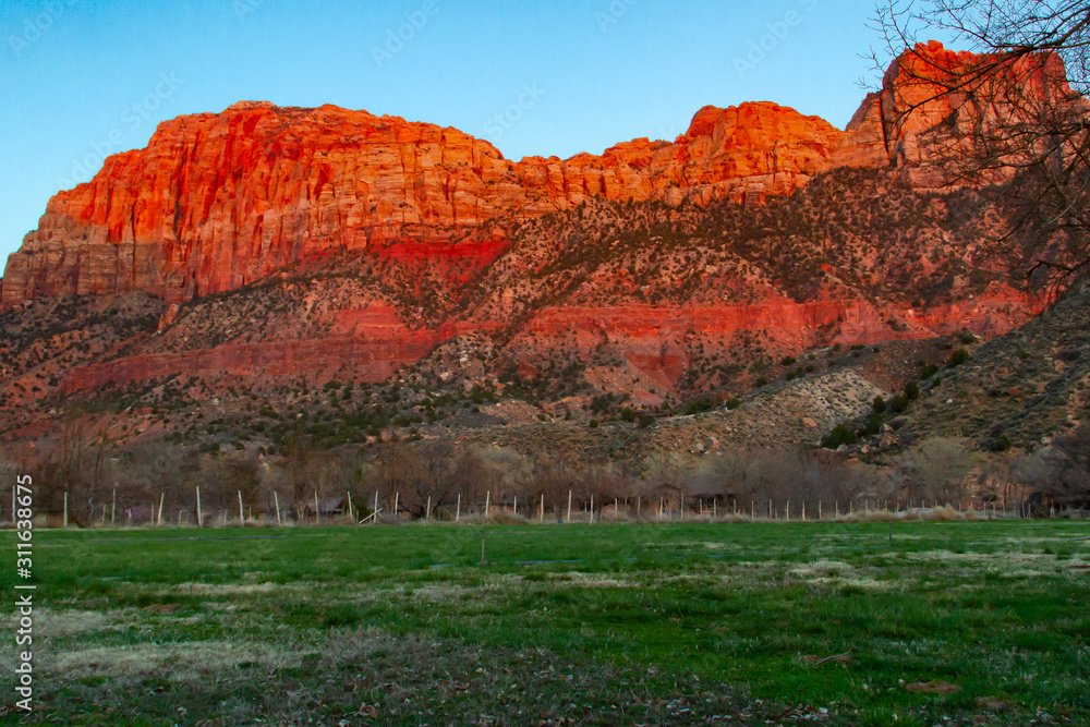 Fototapeta premium Zion National Park Red Rock Sunset