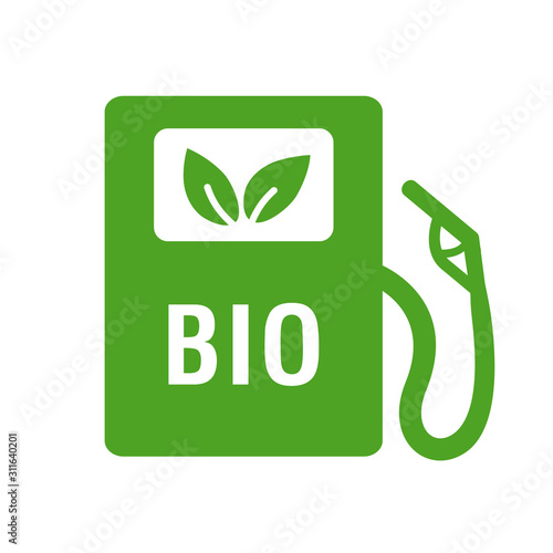 Biofuel Gas Station. Vector Icon - Alternative Environmental Friendly Fuel. Isolated on White Background. photo