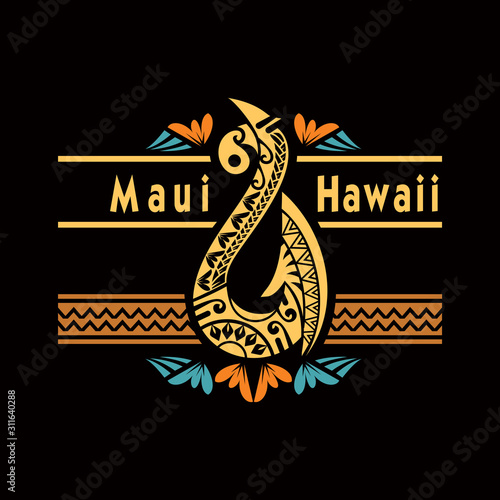 Maui Hawaii Motive, Hawaii tail fish vector