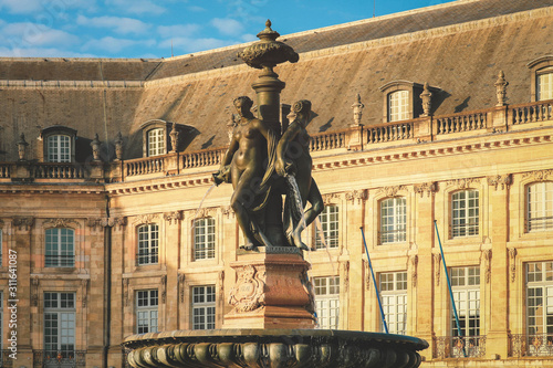 Obraz na plátně Three Graces fountain in Place de la Bourse, Bordeaux