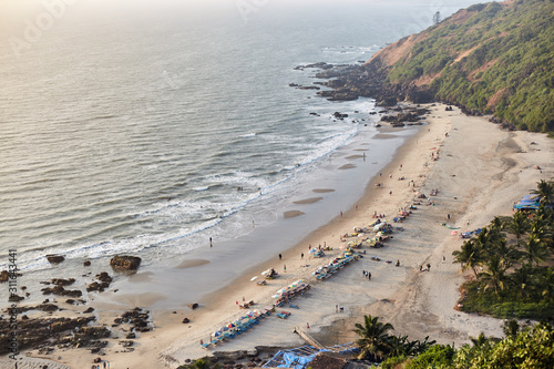 Beauty Wagh  Tiger  Arambol beach aerial view landscape  Goa state in India. View from Mount Arambol