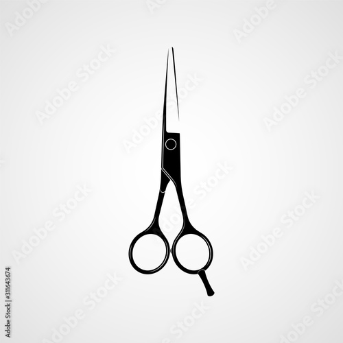 Hairdressers professional scissors black silhouette. Vector