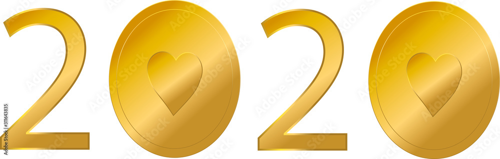 good luck and best love heart wishes for the year 2020 with heart and cold coin good luck and best love heart wishes for the year 2020 with heart and cold coin