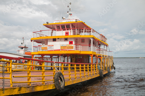 Boats and shops on the river, Manaus, Brazil, South America