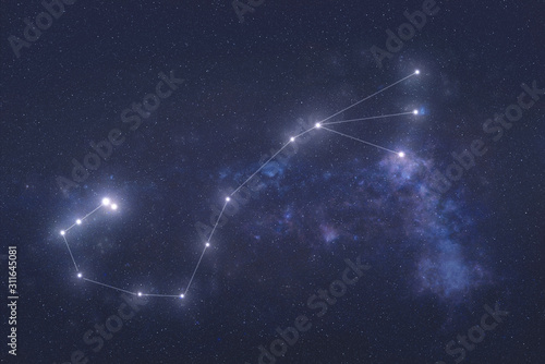 Scorpio Constellation stars in outer space. Zodiac Sign Scorpio constellation lines. Elements of this image were furnished by NASA  photo