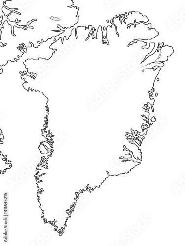 World Map of GREENLAND: Greenland, Arctic Archipelago, Atlantic Ocean. Geographic chart with oceanic coastline, island and and isles. photo