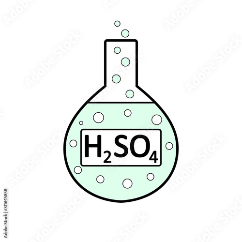 Laboratory glass with sulfuric acid.