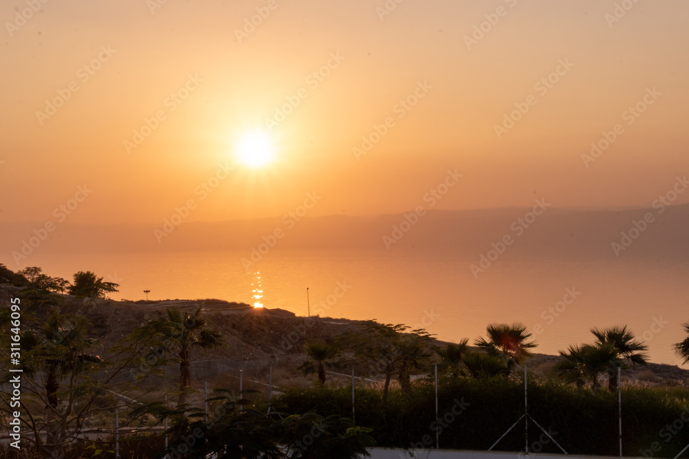 Sunset on sea, Dead sea sunset, Dead sea,