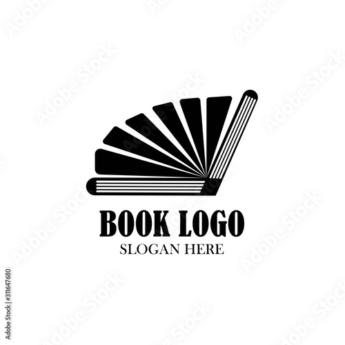 book logo and book icon design template