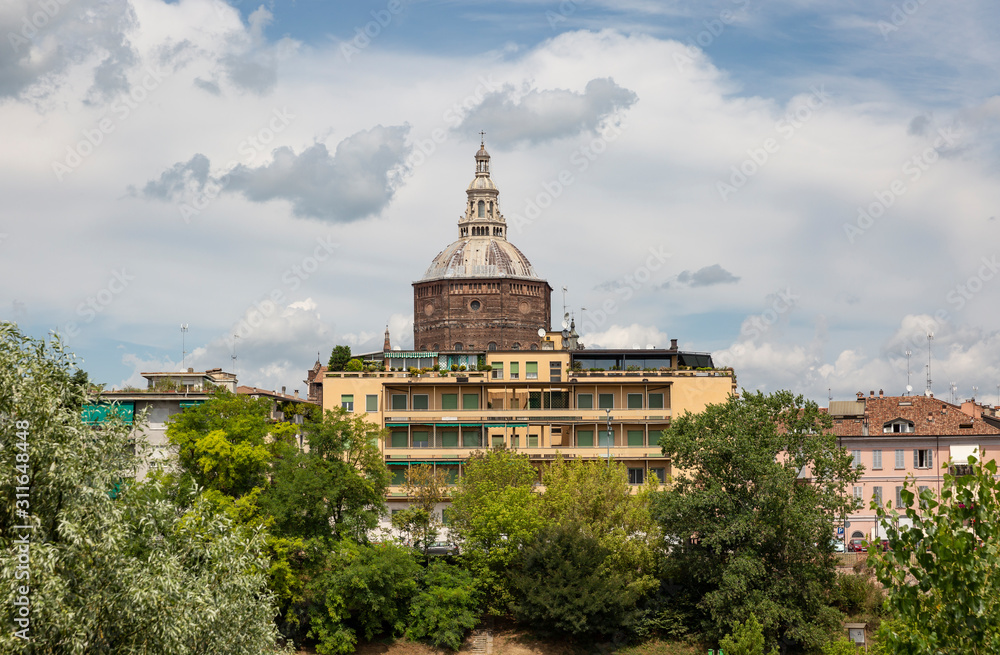 a view of Pavia city and the tower of the Cathedral, Lombardy, Italy