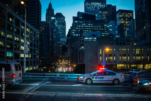 traffic in the city at night