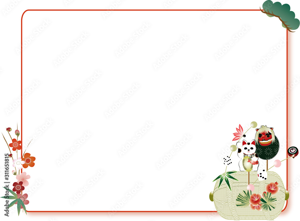 招き猫と獅子舞の俵飾りのイラストお知らせご案内テンプレートメッセージボード素材 Stock イラスト Adobe Stock 招き猫と獅子舞の俵飾りのイラストお知らせご案内テンプレートメッセージボード素材 Stock イラスト Adobe Stock