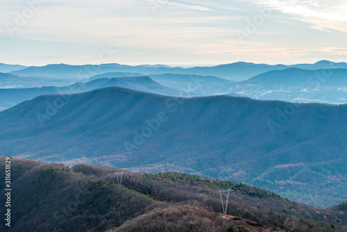 Mountain range in Appalachian mountains in the morning