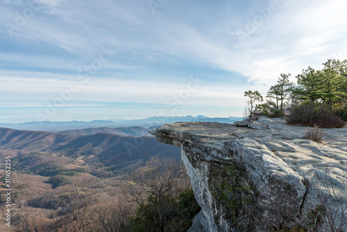 Overlook of a McAfee Knob and Blue Ridge mountains