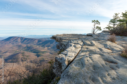 Overlook of a McAfee Knob and Blue Ridge mountains photo