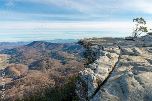 Overlook of a McAfee Knob and Blue Ridge mountains