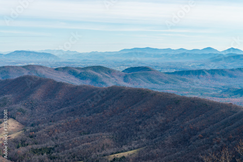 Mountain ranges in Blue Ridge Mountains, Virginia, USA