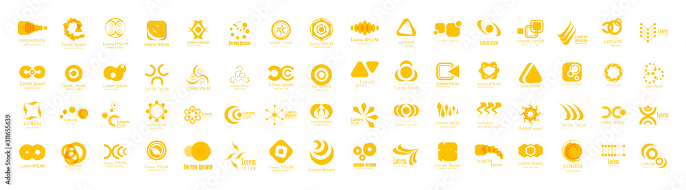Abstract Logo And Icon Set. Elements Collection Isolated On White - Vector. Flat Icons For Business Template Logo, Square Elements, Website, Business Symbol And Circle Elements. Abstract Medical Logo