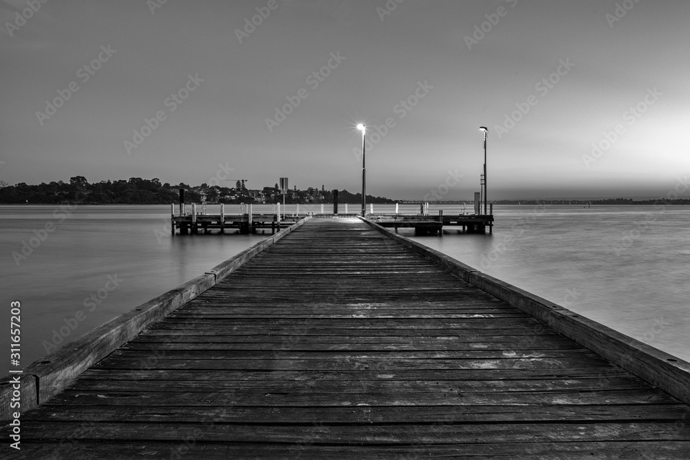 Point Walter Jetty, Perth, Black and White, Early Morning Sunrise