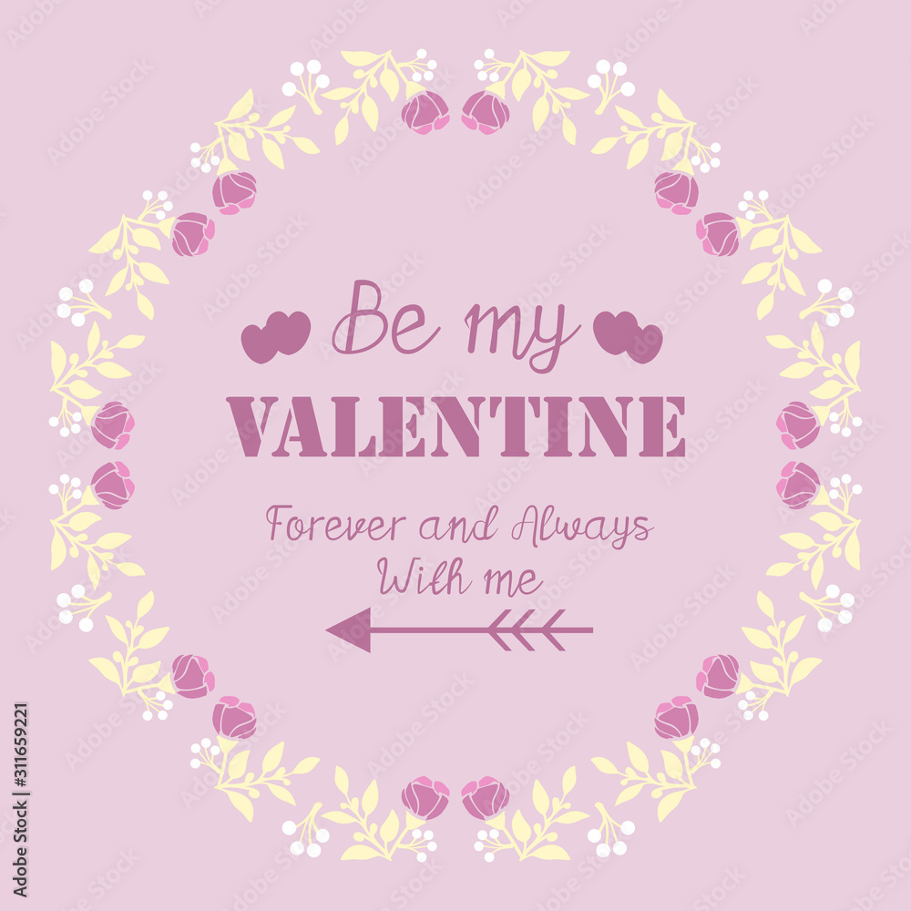 Happy valentine greeting card frame design, with beautiful crowd of pink and white flower. Vector Happy valentine greeting card frame design, with beautiful crowd of pink and white flower. Vector